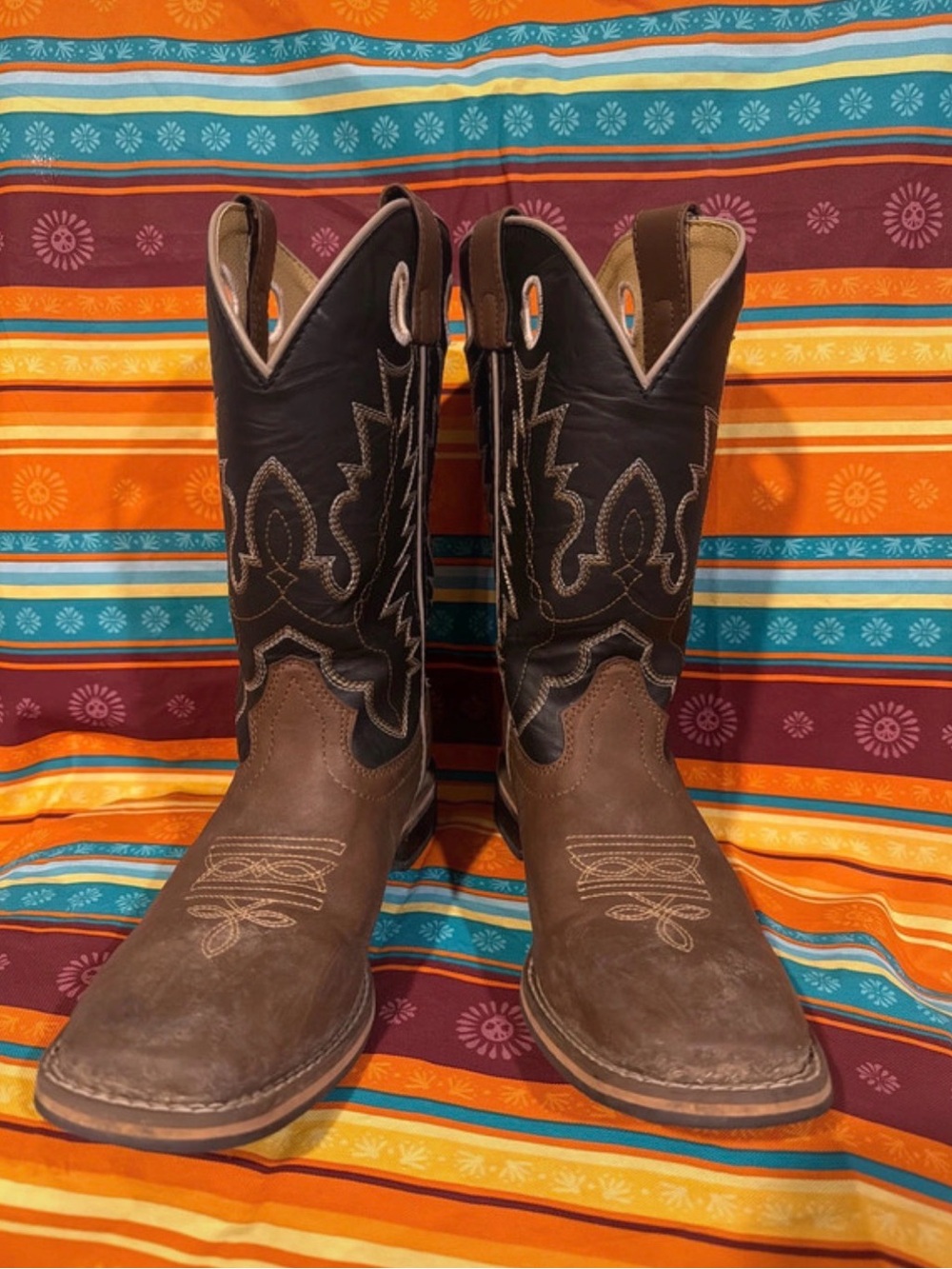 Kids Smokey Mountain Brown Two-Tone Western Cowboy Boots